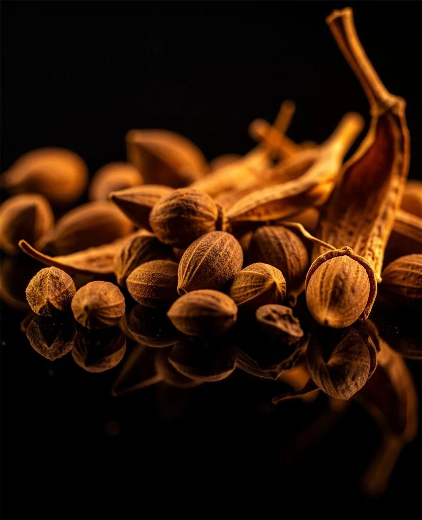 Macro view of tribulus terrestris seeds