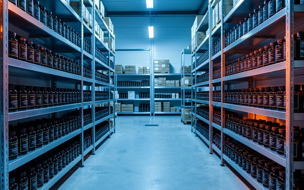 Climate-controlled storage facility for supplements